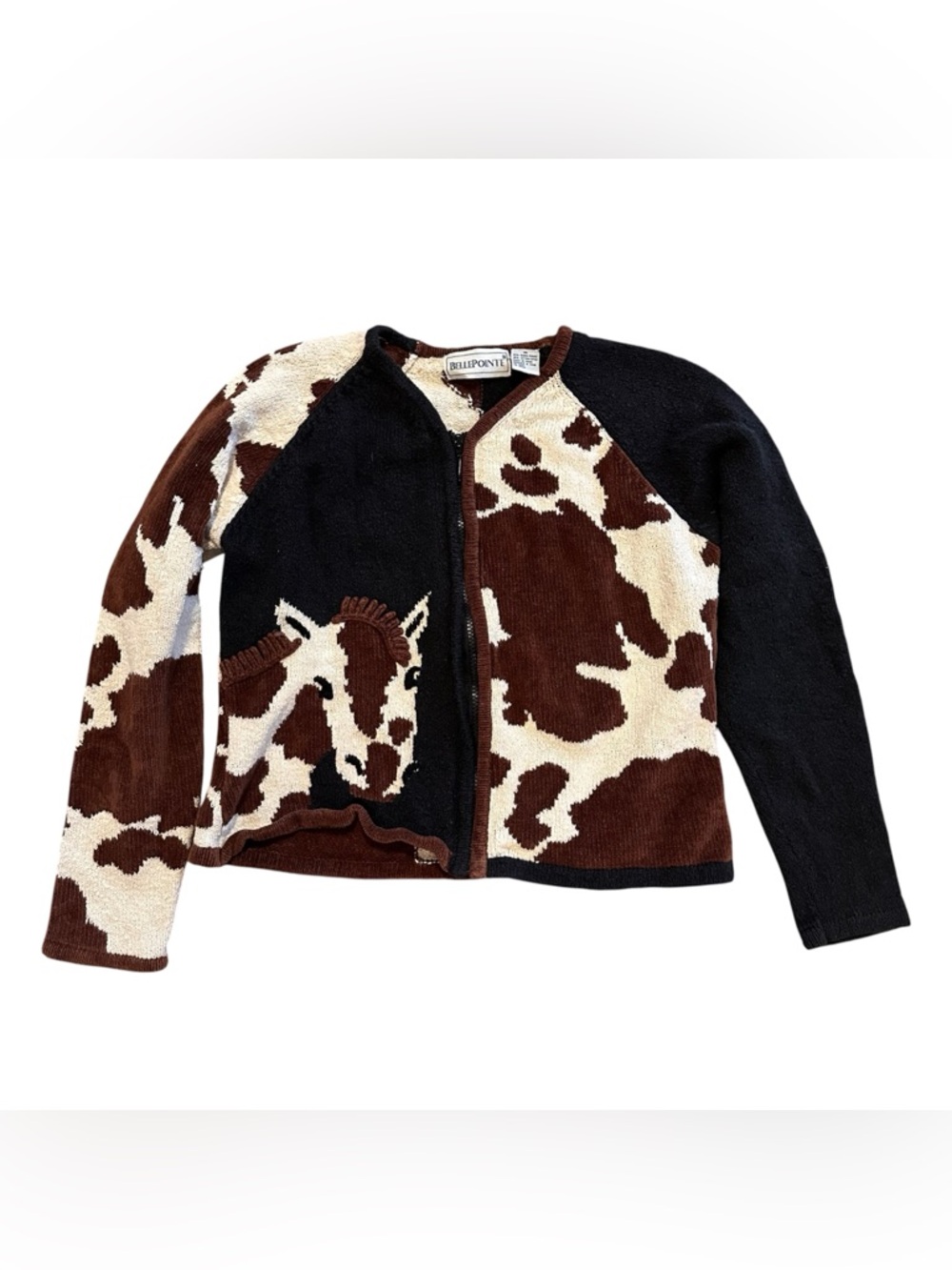 Women’s Brown & Cream Cow Print Zip Jacket